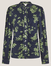Joules Floral Print Jersey Shirt, Blue (NAVY), large