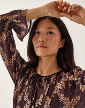 Cheryl Diamond Floral Print Midi Dress, Brown (CHOCOLATE), large