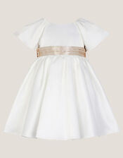 Baby Angelica Satin Bow Dress, Ivory (IVORY), large