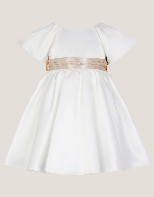 Baby Angelica Satin Bow Dress, Ivory (IVORY), large
