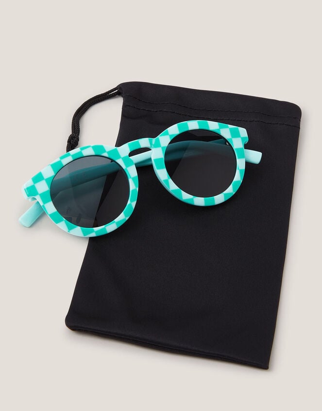 Checkerboard Round Sunglasses, , large