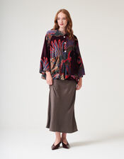 One Hundred Stars Crane Print Velvet Jacket, , large