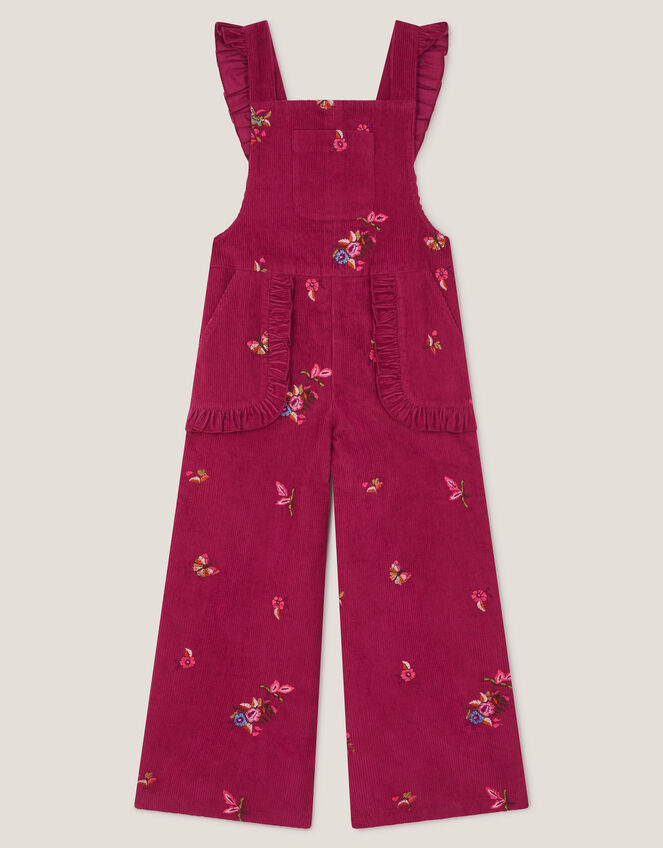 Embroidered Corduroy Dungarees, Red (BURGUNDY), large