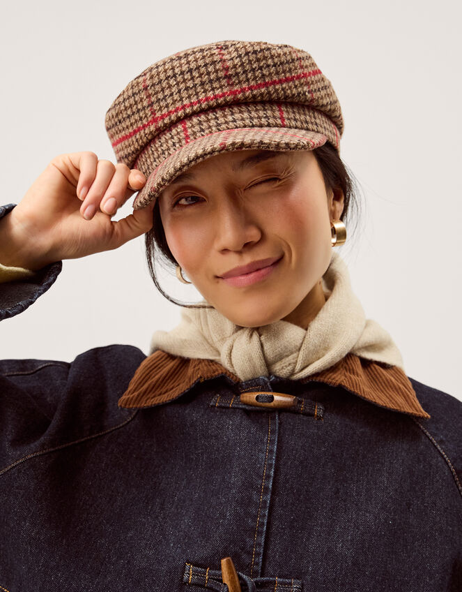 Viv Check Baker Boy Hat, , large