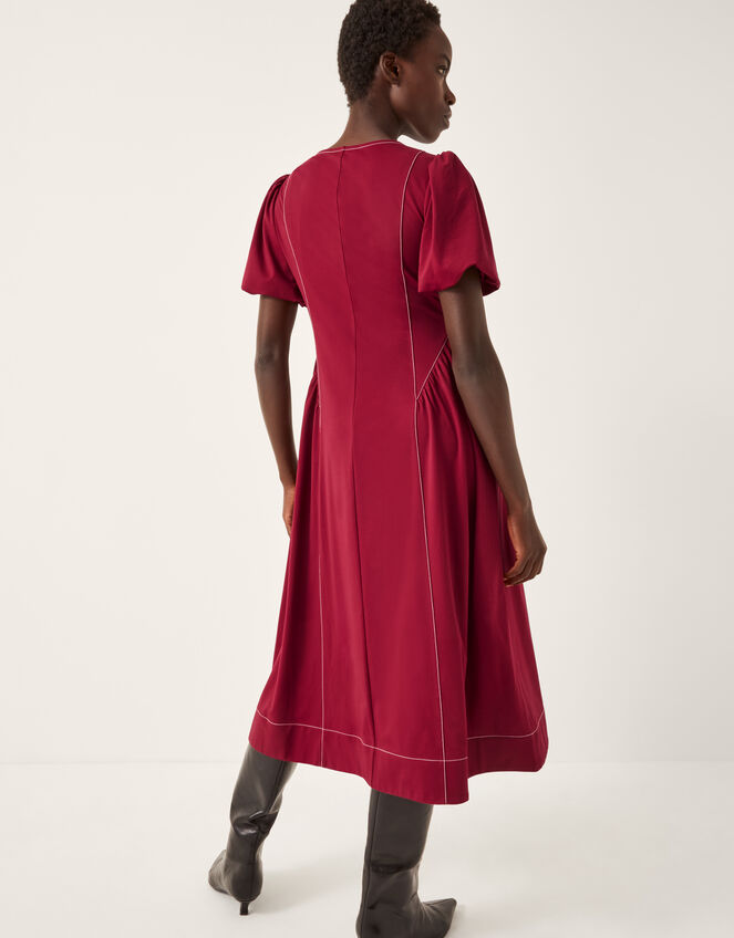 Sapna Puff Sleeve Jersey Midi Dress, Red (BERRY), large