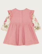 Newborn Betsy Floral Top and Pinafore Dress Set, Pink (PINK), large