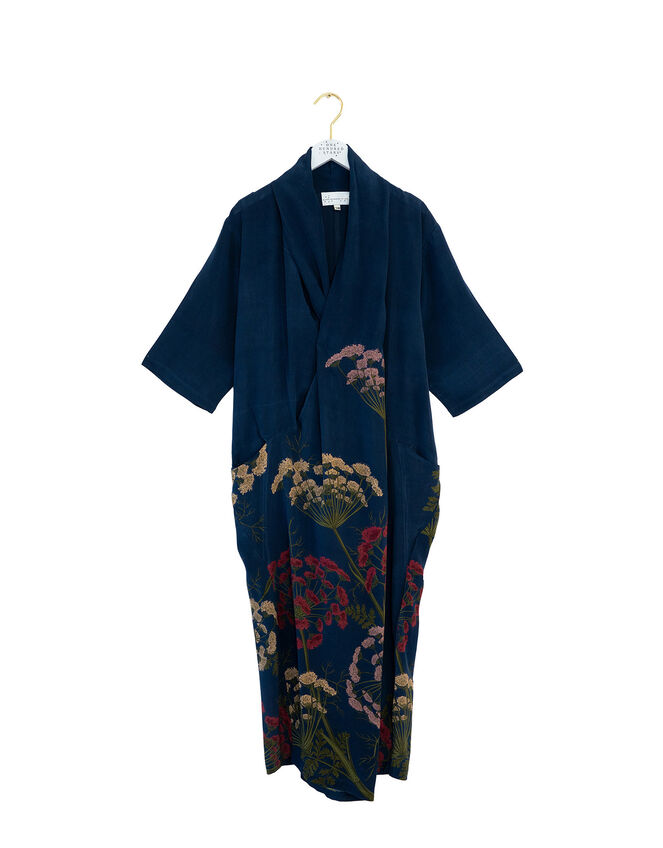 One Hundred Stars Rachel Parsley Seed Midi Dress, Blue (NAVY), large