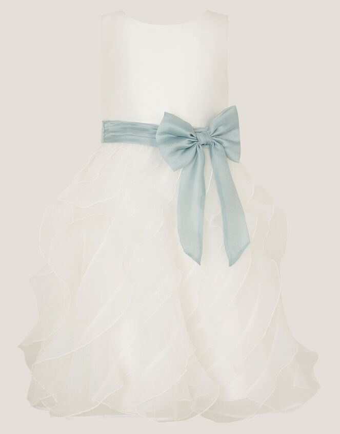 Cancan Sleeveless Bow Ruffle Dress, Ivory (IVORY), large