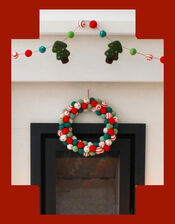 Fiona Walker Felt Pom Pom Christmas Wreath, , large