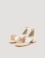 Rosette Satin Two Part Heels, Ivory (IVORY), large