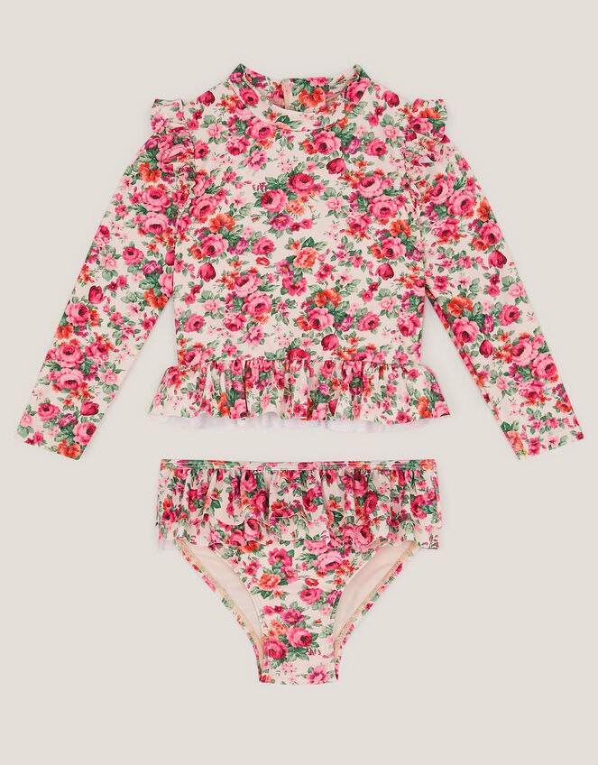 Floral UPF50+ Long Sleeve Swim Set, Pink (PINK), large