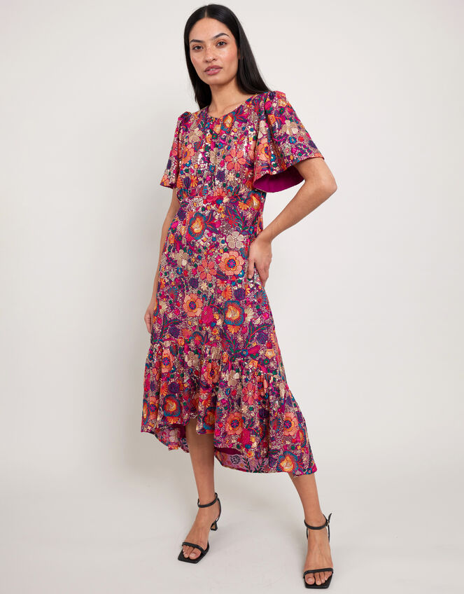 East Floral Print Midi Dress, Multi (MULTI), large