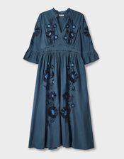 East Odelia Floral Embroidered Maxi Dress, Blue (NAVY), large