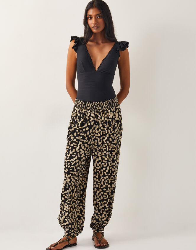 Ania Batik Print Trousers, Black (BLACK), large