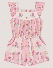 Floral Stripe Playsuit, Pink (PINK), large