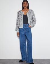 Sienna Sequin Embellished Cardigan , Grey (GREY), large