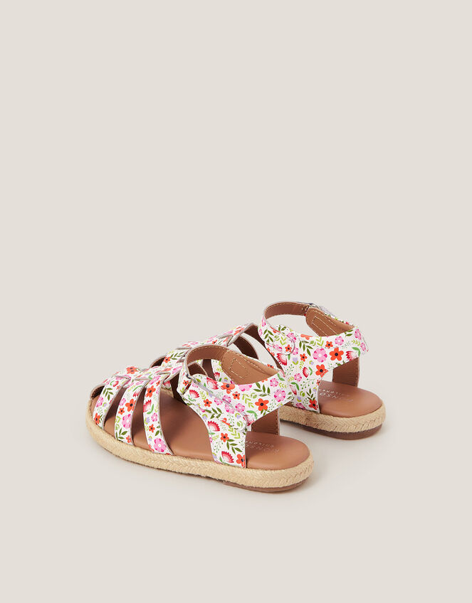 Closed Toe Floral Strappy Sandals, Multi (MULTI), large