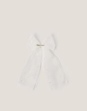 Pearl Bow Communion Hair Clip, , large