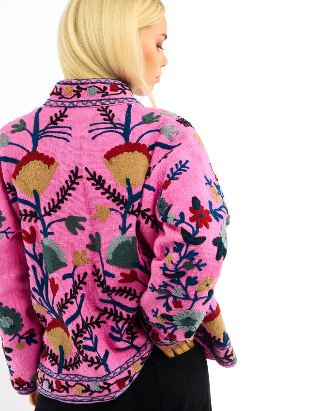 Wild Tiger Floral Embroidered Jacket, Pink (PINK), large