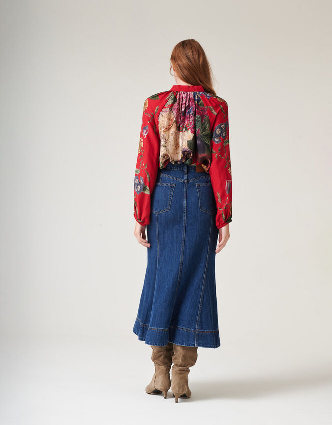 One Hundred Stars Primula Pussybow Blouse, Red (BERRY), large