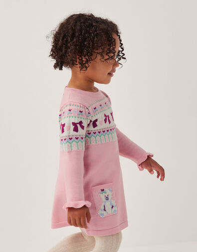Baby Bear Pocket Knit Dress, Pink (PINK), large