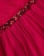 Sequin One Shoulder Prom Dress, Red (RED), large