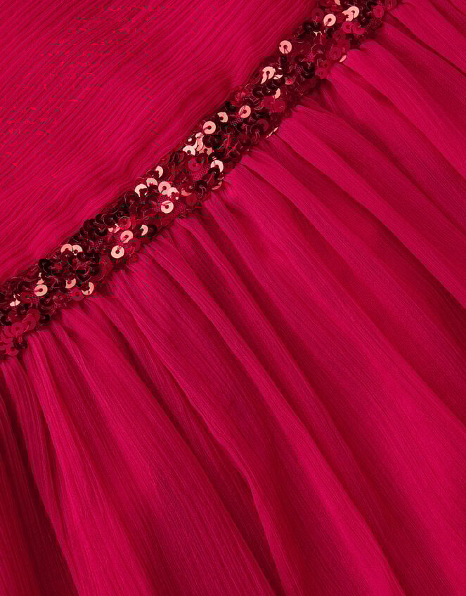 Sequin One Shoulder Prom Dress, Red (RED), large
