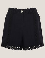 Irina High-Waisted Lace Shorts, Black (BLACK), large