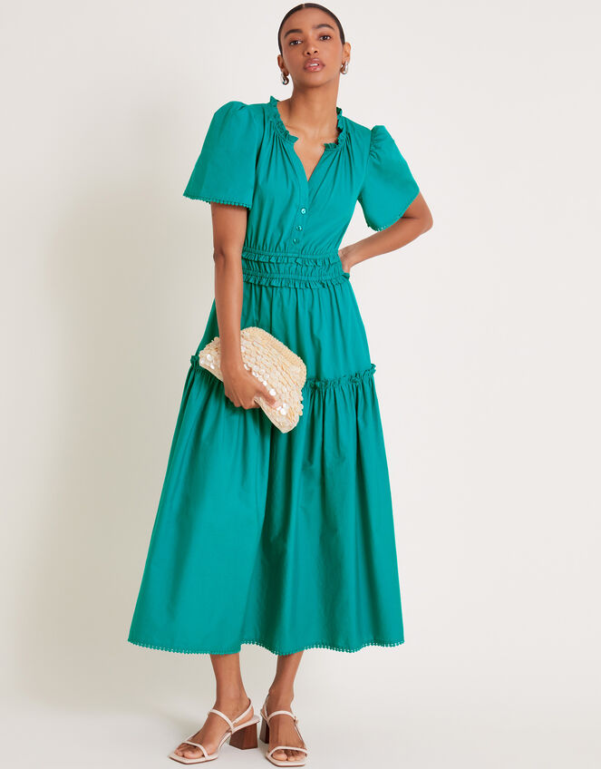 Lorena Frill Midi Dress, Teal (TEAL), large