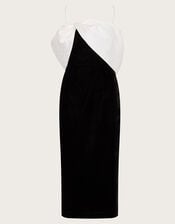 Louisa Velvet Bandeau Midi Dress, Black (BLACK), large