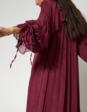 Kelly Long Sleeve Ruffle Midi Dress, Red (BERRY), large