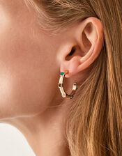 Gem Stud Hoop Earrings, , large