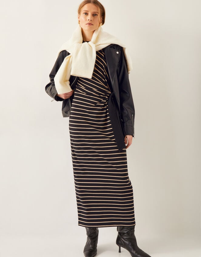 Sanya Stripe Jersey Maxi Dress, Black (BLACK), large