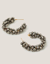 Cluster Beaded Hoop Earrings, , large