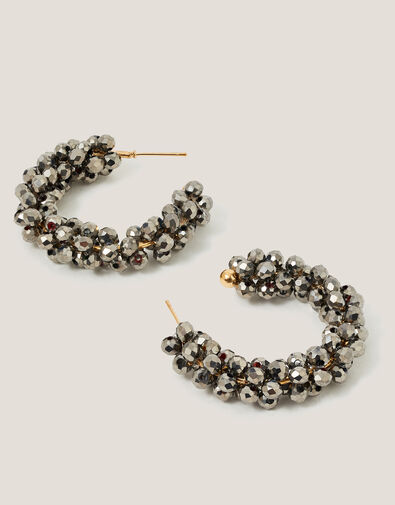 Cluster Beaded Hoop Earrings, , large