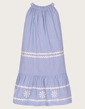 Amalfi Floral Ricrac Sleeveless Dress, Blue (BLUE), large