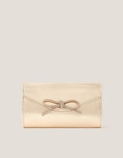 Sia Diamante Bow Clutch Bag, Gold (GOLD), large