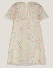 Embroidered Floral Cape Sleeve Dress, Multi (MULTI), large
