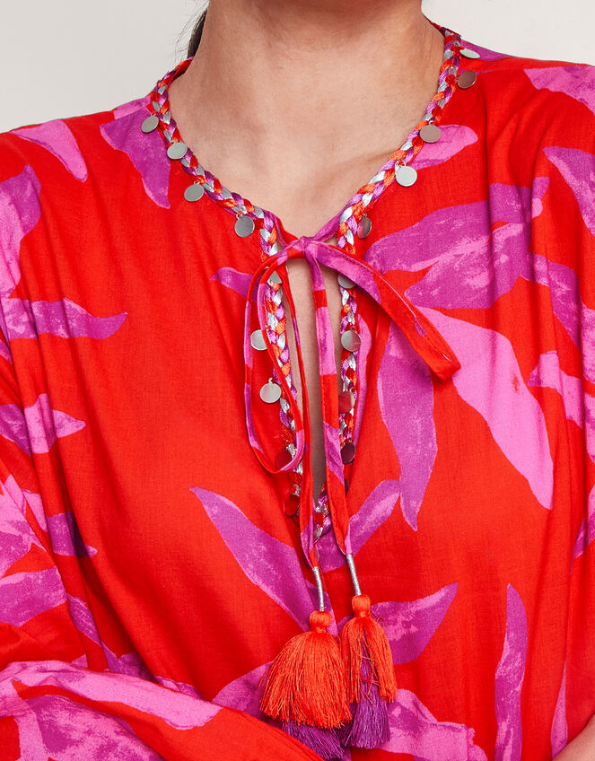 Arissa Palm Print Kaftan, Red (RED), large