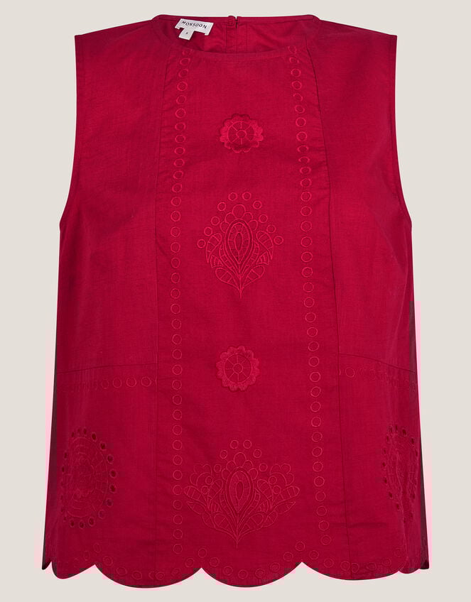 Orla Broderie Tank Top, Red (RED), large