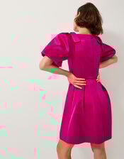Sarai Puff Sleeve Satin Mini Dress, Pink (PINK), large