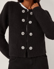 Fessa Jewel Brooch Cardigan, Black (BLACK), large
