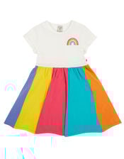 Frugi Rainbow Jersey T-Shirt Dress, Multi (MULTI), large