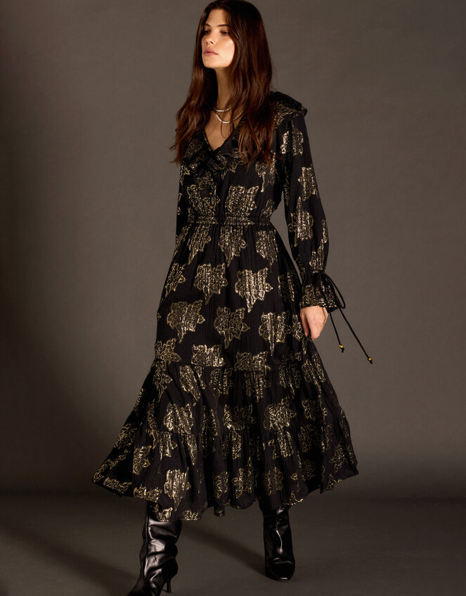 East Jacquard Maxi Dress, Black (BLACK), large