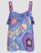 Monika Frill Floral Print Cami Top, Blue (BLUE), large