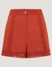 Irina Lace Trim Shorts, Orange (RUST), large