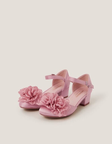 Corsage Satin Two-Part Heels, Pink (PINK), large