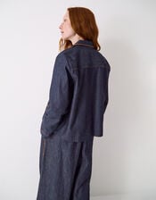 East Jayla Embroidered Denim Shirt Jacket, Blue (NAVY), large