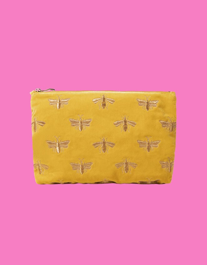 Elizabeth Scarlett Large Honeybee Velvet Pouch, , large