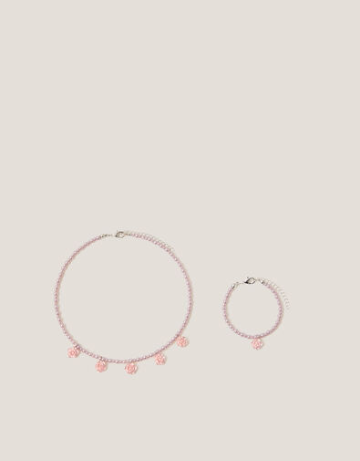 Flower Pearl Necklace & Bracelet Set, , large